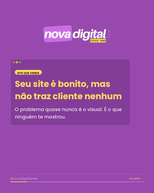 Seu site pode estar bonito e mesmo assim espantando cliente todo dia.
A maioria dos empresários acha que site é cartão de visita. Só que um site parado é igual a uma loja linda numa rua sem movimento: ninguém entra, ninguém compra.
Se o seu site demora pra abrir, não funciona direito no celular ou não aparece no Google quando alguém procura o seu serviço, ele não está te ajudando. Está te custando venda.
E o pior: quase sempre dá pra arrumar isso sem refazer tudo do zero.
Eu montei uma auditoria gratuita que aponta os pontos que mais travam as vendas do seu site hoje. Sem enrolação, direto ao que precisa mudar.
Quer o seu? Digite EU QUERO aqui nos comentários que eu te envio o link. 👇
São mais de 25 anos ajudando empresa a vender pela internet. Bora colocar o seu site pra trabalhar.#criacaodesites #sitesqueVendem #marketingdigital #presencadigital #siteprofissional #pequenasempresas #empreendedorismo #negocioslocais #seo #otimizacaodesites #marketingparaempresas #vendasonline #transformacaodigital #agenciadigital #novadigitalweb